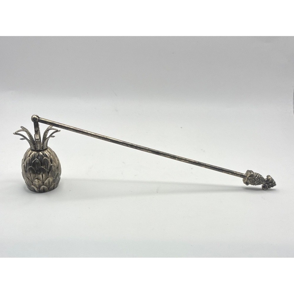 Vintage Pineapple Candle Snuffer 11 Inches Silver Tone Metal Hospitality Decor